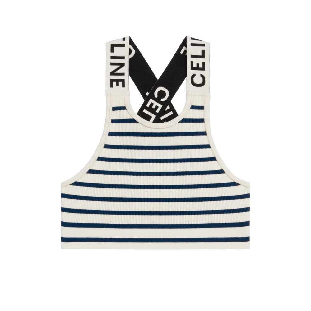Celine Cross Back Bra *new with tags* Off white / Navy Size Small S - Picture 6 of 8